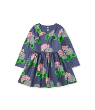 Tea Collection Long Sleeve Wrap Neck Dress - Cornwall Hydrangeas