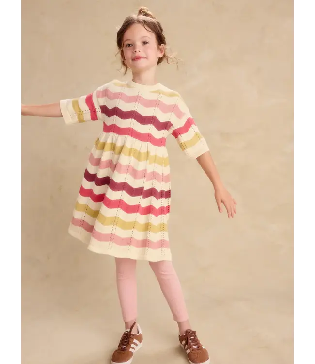 Tea Collection Pointelle Sweater Dress - Wavy Stripe
