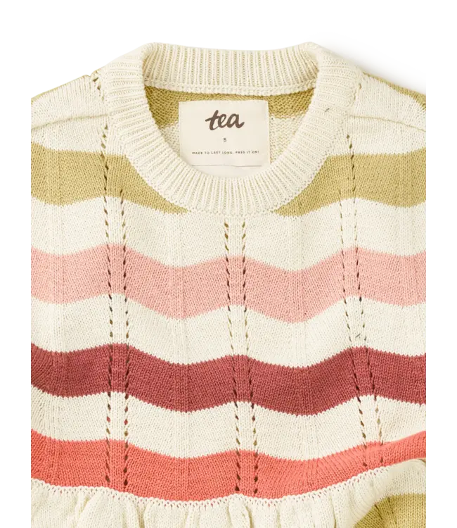 Tea Collection Pointelle Sweater Dress - Wavy Stripe