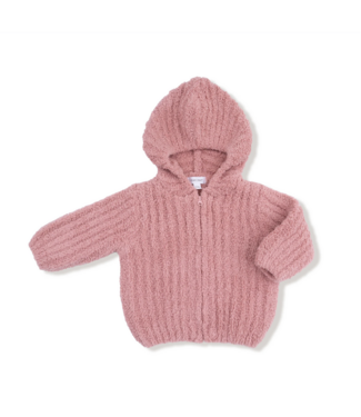 Angel Dear Chenille Hooded Jacket With Striped Texture Rose