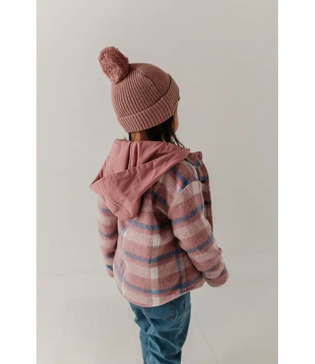 BabySprouts Hooded Shacket - Pink Blue Plaid
