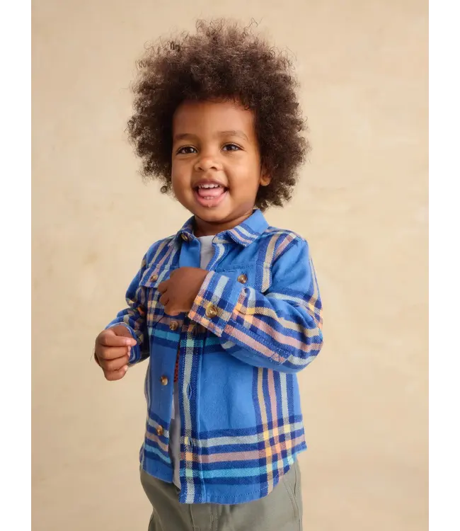 Tea Collection Baby Bleu Plaid Button Up