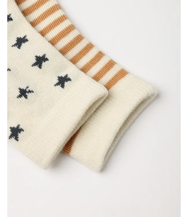 Rylee & Cru Jacquard Socks - Fawn Stripe, Midnight Stars