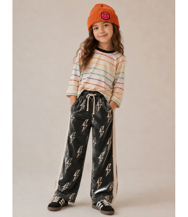 Best Day Ever Kids Thunderbolt Velvet Retro Pant