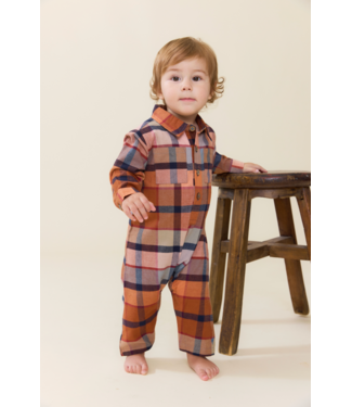 Pink Chicken Easton Romper - Hayride Plaid