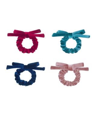Mimi & Lula Blackberry Velvet Bow Scrunchies