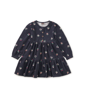 Tea Collection Corduroy Henley Shirtdress - Midnight Posy