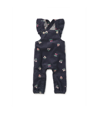 Tea Collection Corduroy Ruffle Baby Overalls - Midnight Posy
