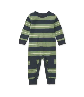Tea Collection Stripe Knee Patch Baby Romper - Indigo