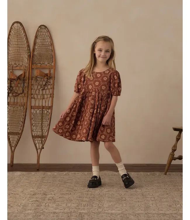 Rylee & Cru Rose Dress - Brick Daisies