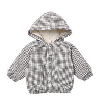 Quincy Mae Hooded Woven Jacket - Midnight Gingham