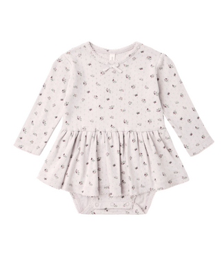 Quincy Mae Pointelle Skirted Bodysuit - Heart Ditsy