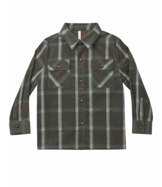 Rylee & Cru Pocketed Flannel Shirt - Evergreen