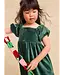 Tea Collection Puff Shoulder Velour Dress - Pineneedle