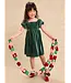 Tea Collection Puff Shoulder Velour Dress - Pineneedle