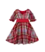 Tea Collection Puff Sleeve Sash Dress - Holiday Market Plaid