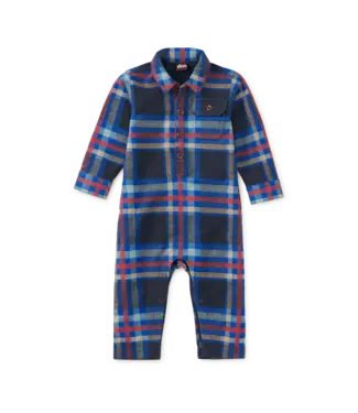 Tea Collection Collared Baby Romper - Windsor Hearth Plaid