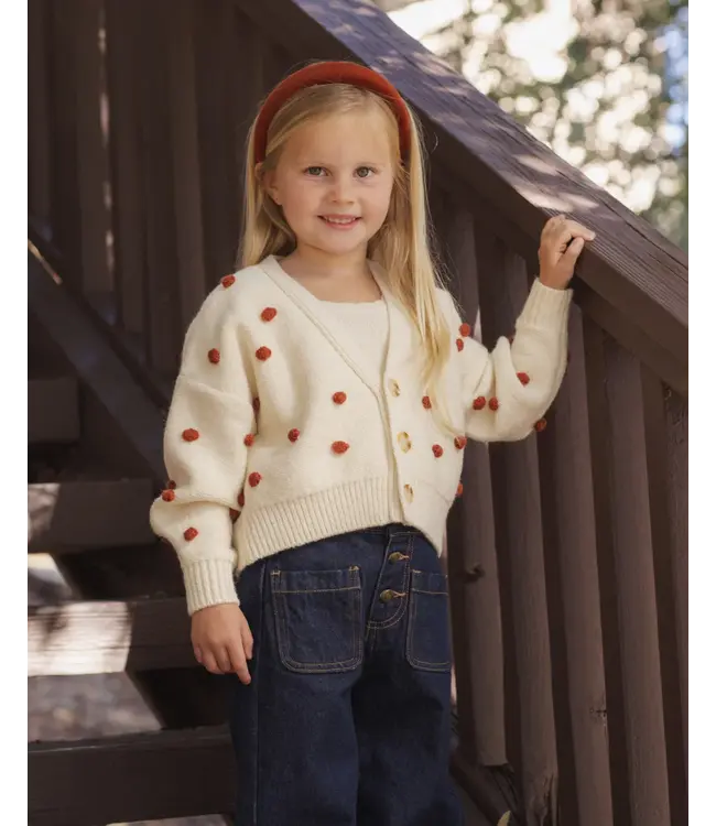 Rylee & Cru Boxy Crop Cardigan - Ruby Bobble