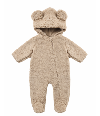 Quincy Mae Bear Jumpsuit - Latte