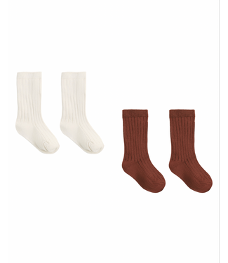 Quincy Mae Socks Set - Natural & Redwood