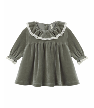 Quincy Mae Velour Baby Dress - Spruce