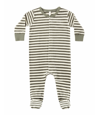Quincy Mae Hidden Snap Footie - Spruce Stripe