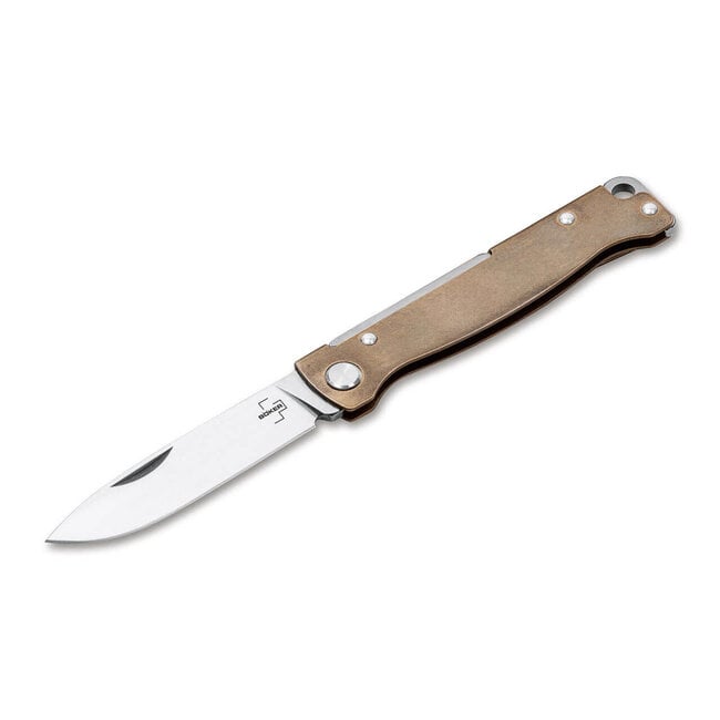 Boker Plus Atlas Brass Folding Knife - Triggers and Bows