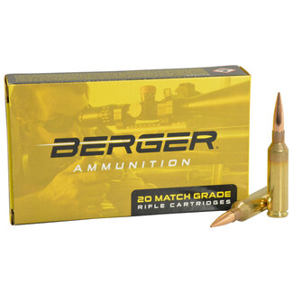 Berger Bullet Ammunition 6mm Creedmoor, 105 Grain Hybrid Target (20 Rounds)