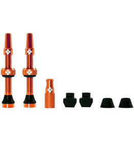 Muc-Off 10-20 Muc-Off Tubeless Valve Kit: Orange, fits Road and Mountain, 44mm, Pair