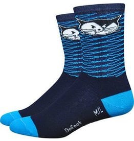 11-17 Defeet Aireator Vanderkitten Women's Sock: Navy/Process Blue SM/MD