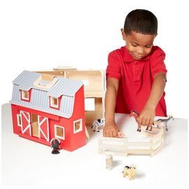 melissa & doug wooden farm & tractor play set