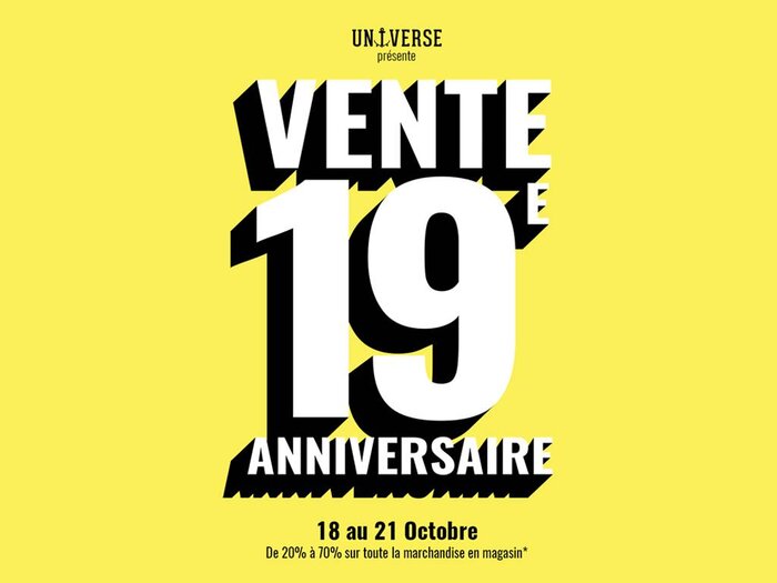 Vente 19e Anniversaire