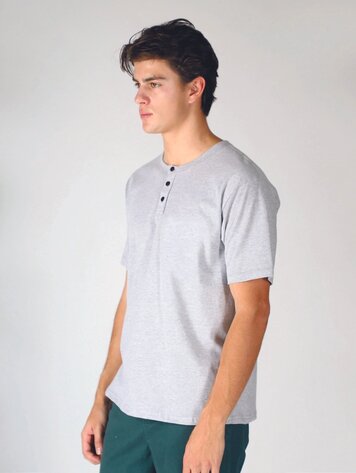 Lira Clothing HOMMES ESSENTIAL HENLEY HEATHER GREY