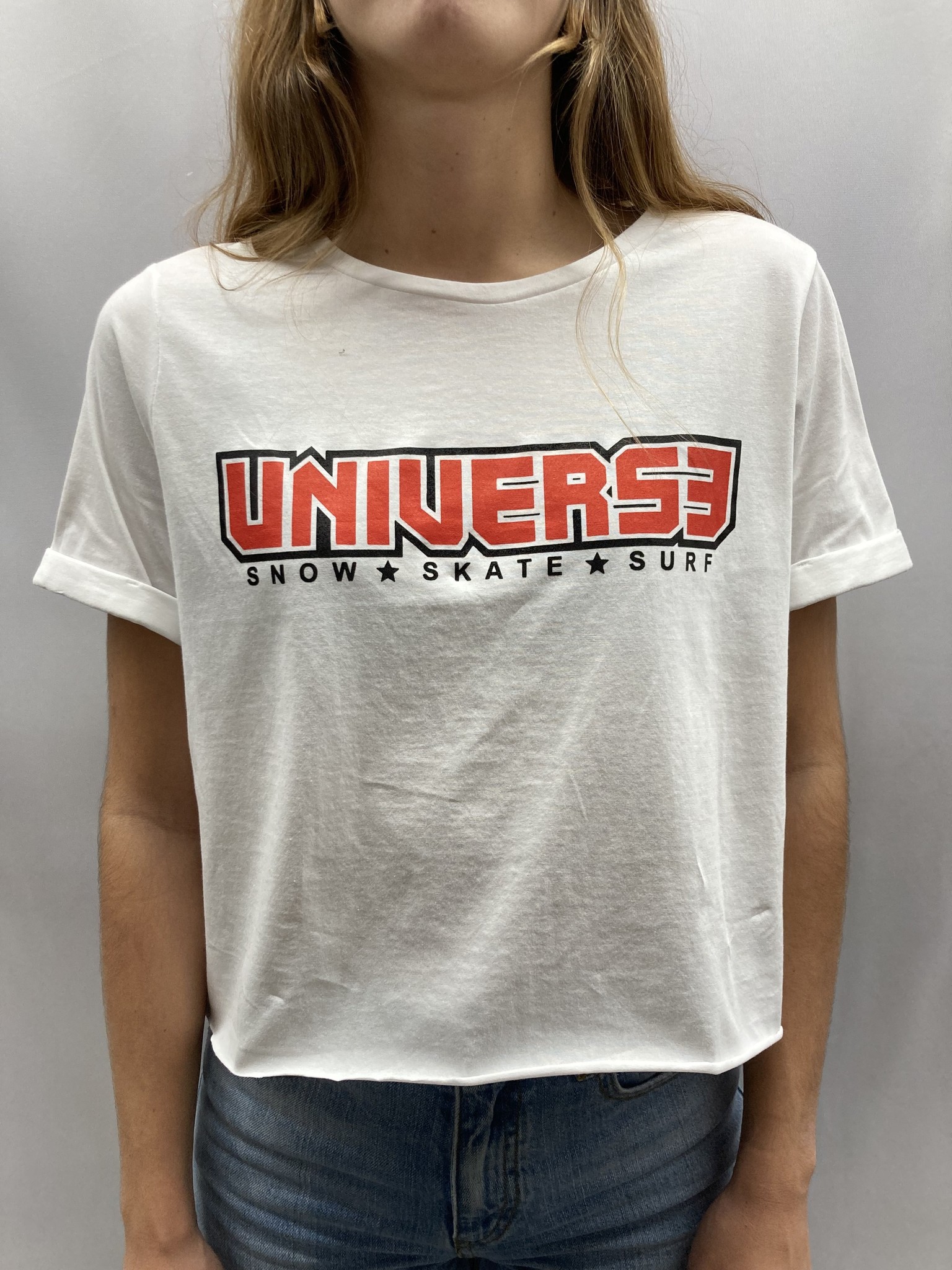 Universe Boardshop WOMEN T-SHIRT CROP ROLLED CARRE