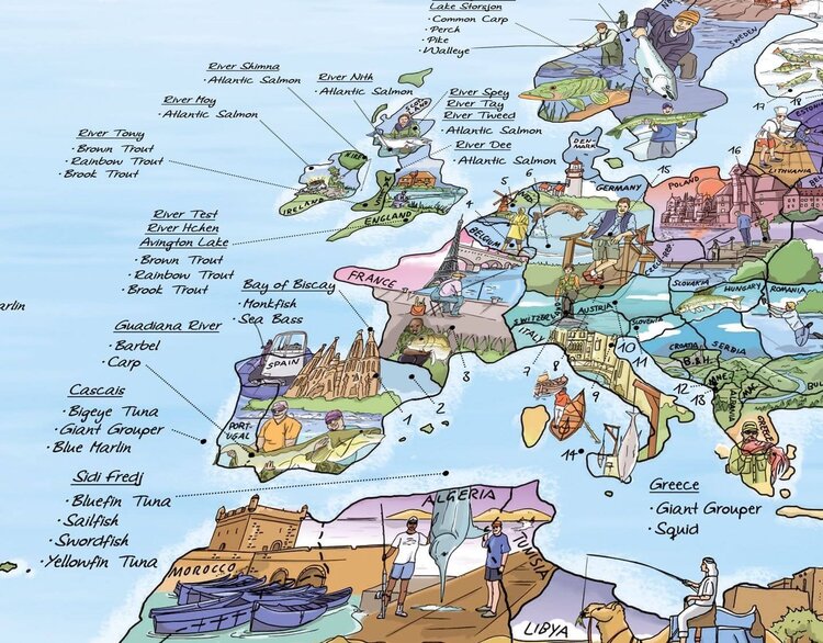 GLOBE TROTT-AIR MAP FISHING ANGLAIS