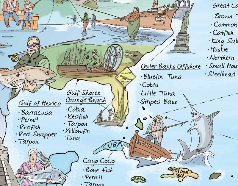 GLOBE TROTT-AIR MAP FISHING ENGLISH