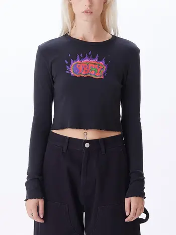 Obey FEMME FLAMING GRAFFITI CROPPED