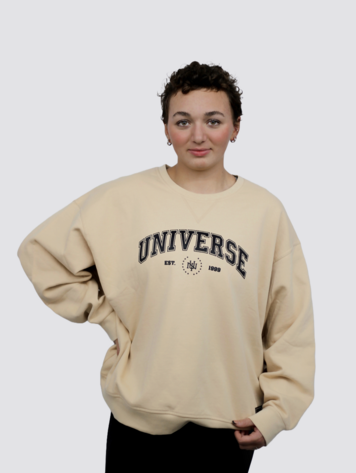 Universe Boardshop FEMMES UNIVERSITY OVERSIZED CREW BEIGE