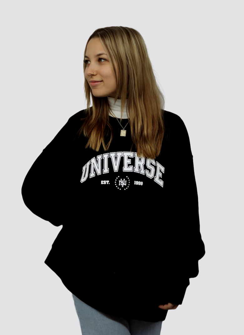 Universe Boardshop FEMMES UNIVERSITY OVERSIZED CREWNECK BLACK