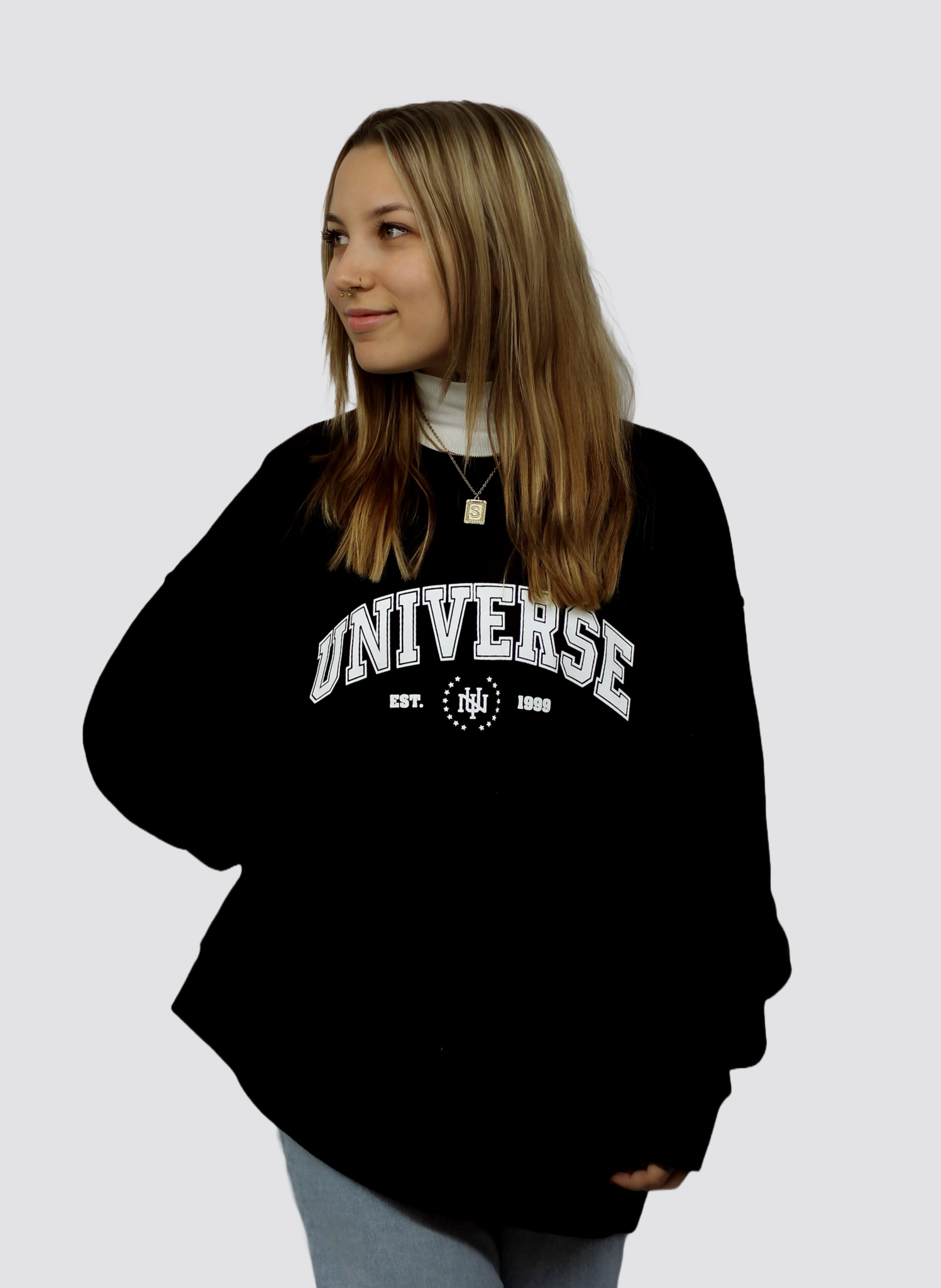 Universe Boardshop FEMME UNIVERSITY OVERSIZED CREWNECK BLACK