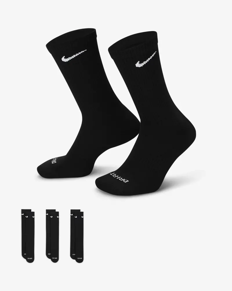 Nike EVERYDAY PLUS CUSHIONED CREW SOCKS 3PK BLACK/WHITE