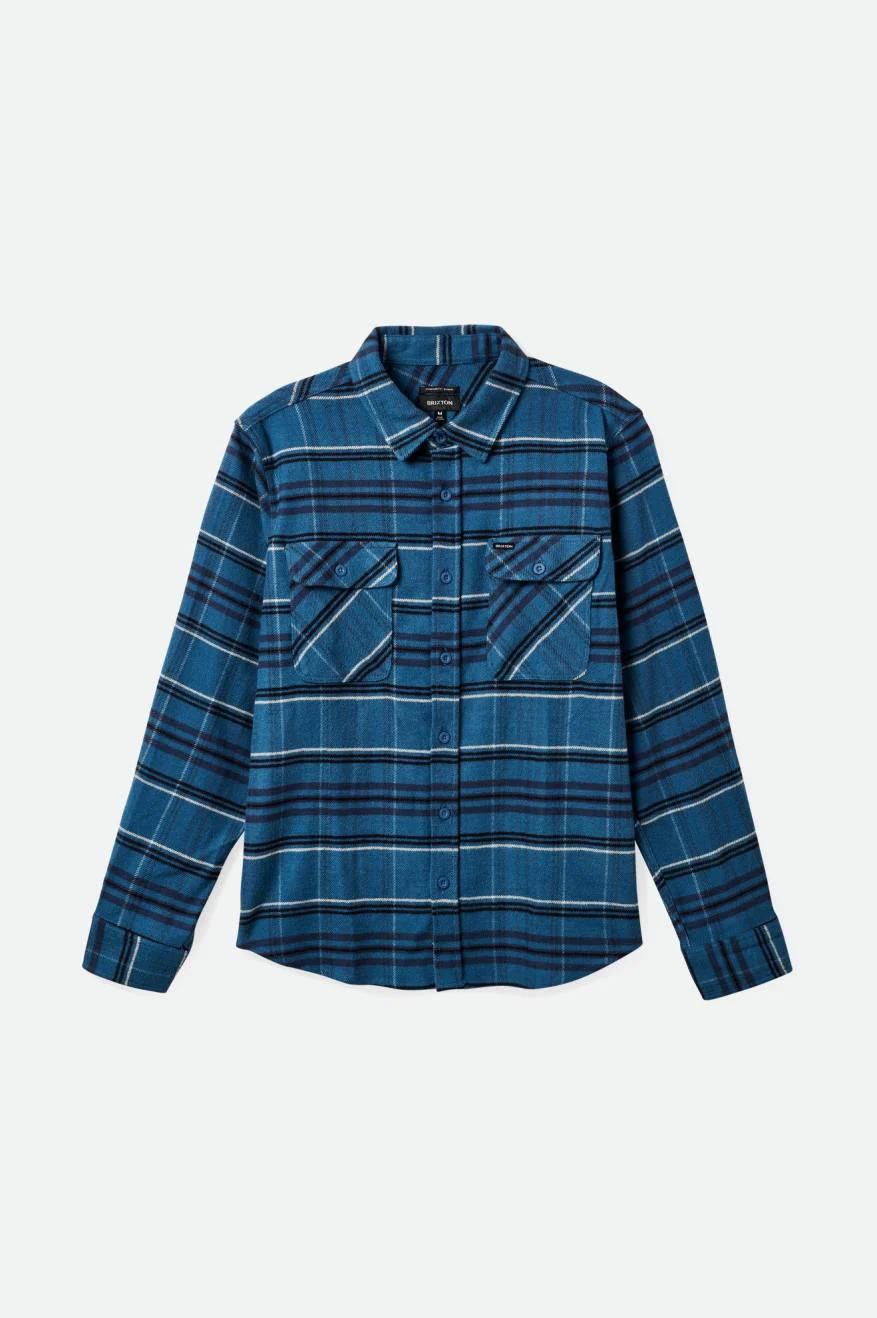 Brixton BOWERY STRETCH FLANNEL OCEAN BLUE WASHED NAVY MINERAL