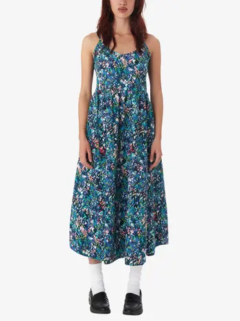 Obey FEMMES SPRING GARDEN DRESS TEAL BLUE MULTI