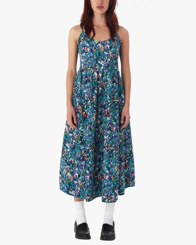 Obey FEMMES SPRING GARDEN DRESS TEAL BLUE MULTI
