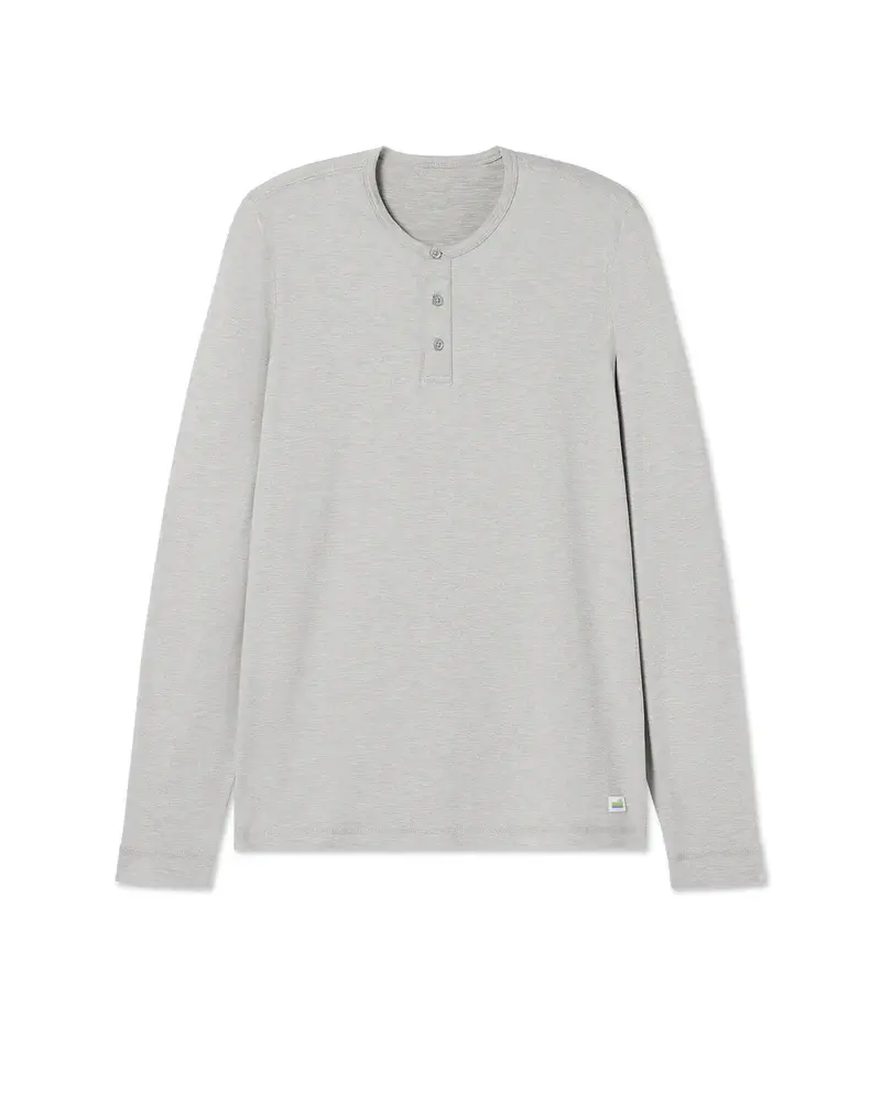 Vuori MEN'S EASE PERFORMANCE HENLEY LIGHT HEATHER GREY