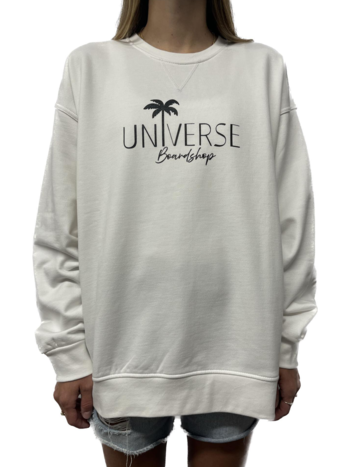 Universe Boardshop WOMEN'S PALMIER 2.0 OVERSIZED CREW WHITE