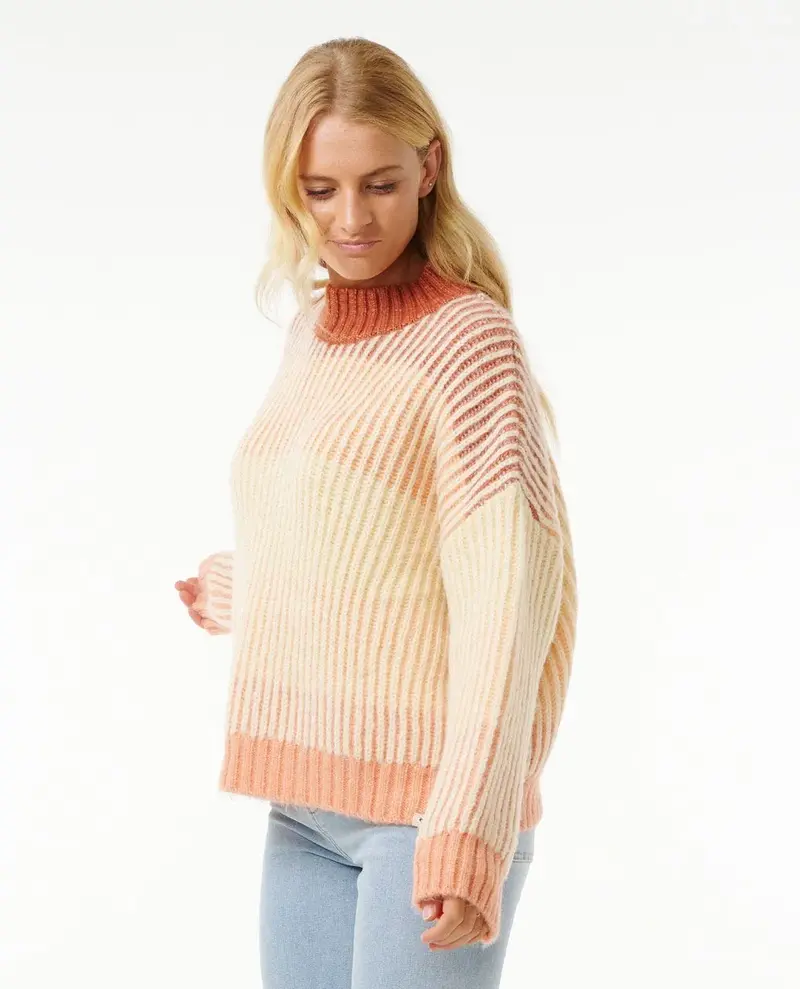 RIP CURL FEMMES SOLEIL RIB CREW BURNT RED
