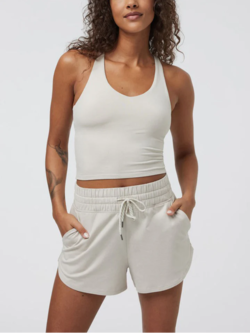 Vuori FEMMES HALO PERFORMANCE CROP TANK 2.0 ECRU HEATHER