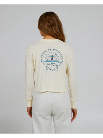 Salty crew FEMMES SCALLOP CROP LS OFF WHITE