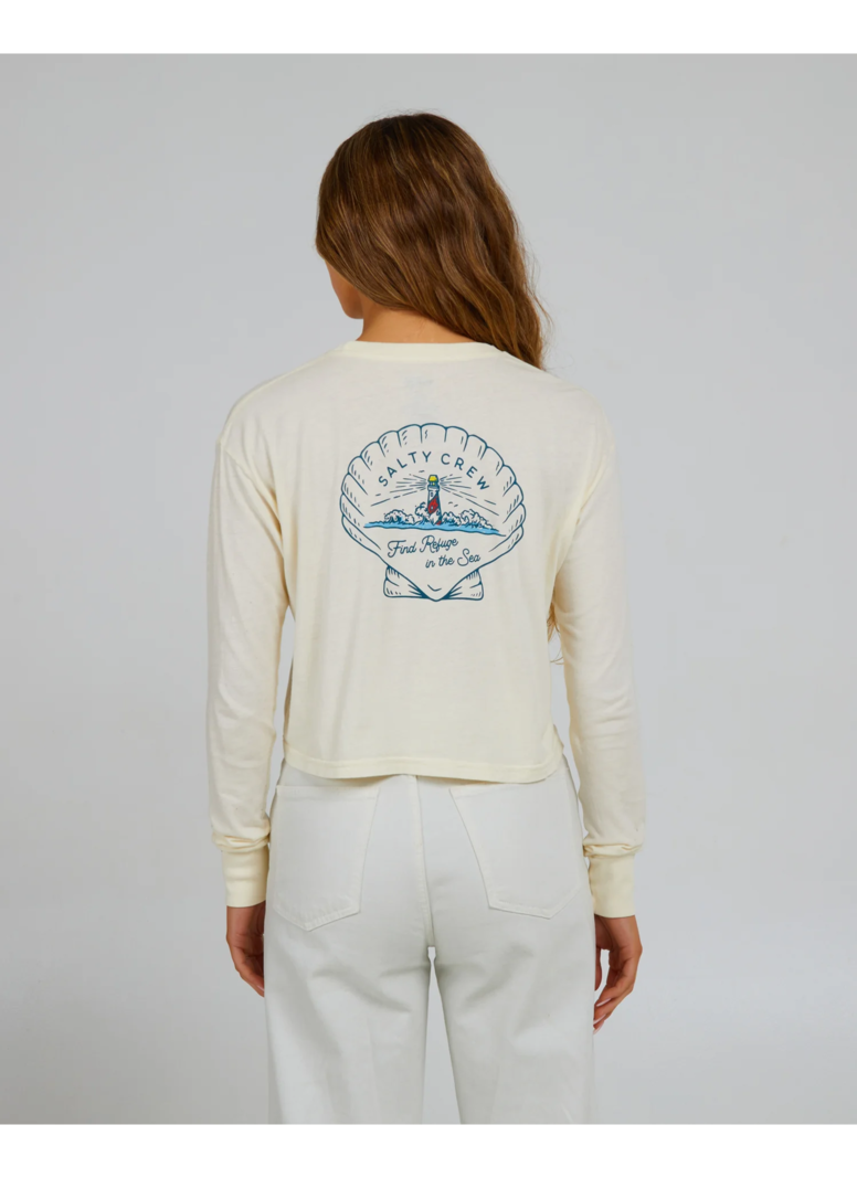 Salty crew FEMMES SCALLOP CROP LS OFF WHITE